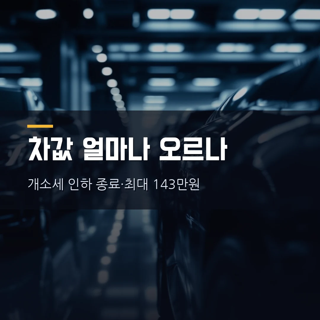 자동차 개별소비세 인하 종료 — 7월부터 얼마 오르나, 국산·수입차 가격 인상액·출고 기준 총정리 (2026)