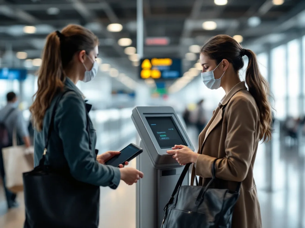 airport self bag drop kiosk smart pass line
