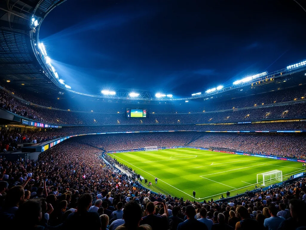bright night soccer stadium in Charlotte with all-star game atmosphere and crowd lights