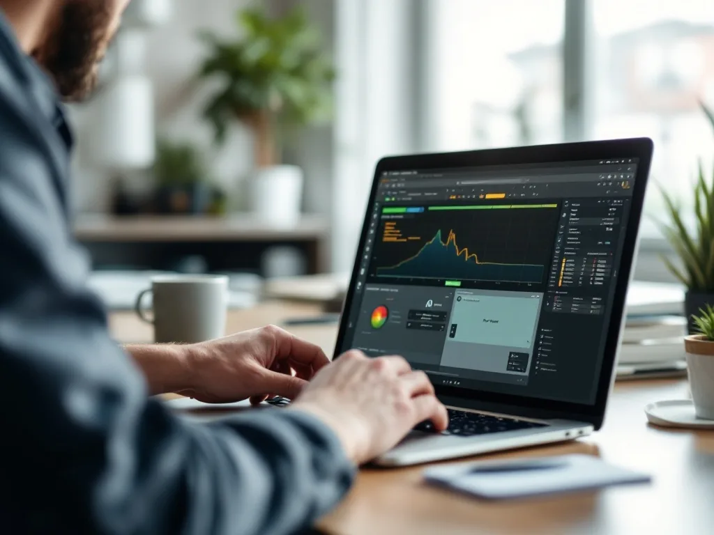 developer checking ai model picker on laptop in newsroom desk