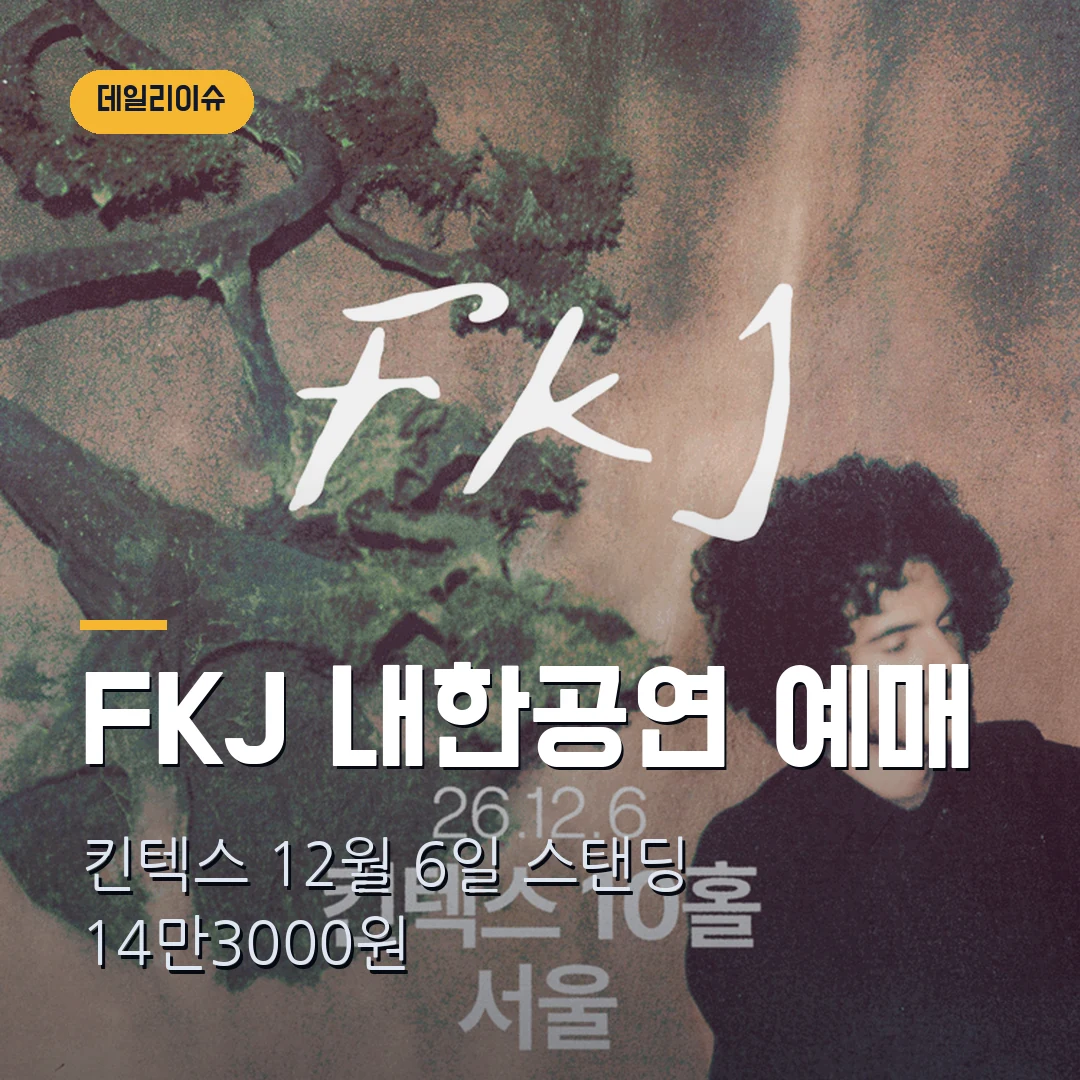 FKJ 내한공연 2026 예매｜킨텍스 12월 6일·스탠딩 14만3000원