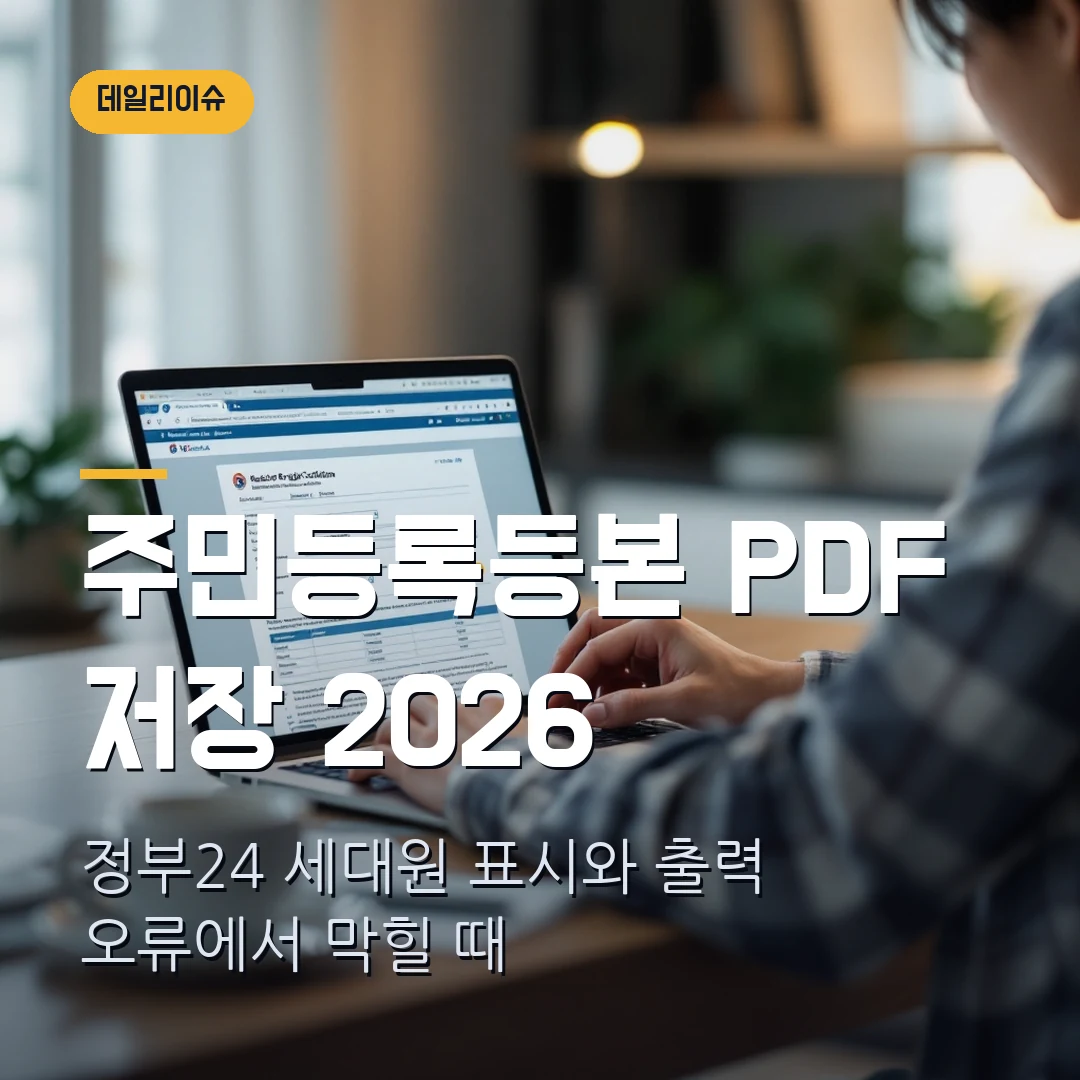 주민등록등본 인터넷 발급 2026 — 정부24 PDF 저장·세대원 표시에서 막힐 때