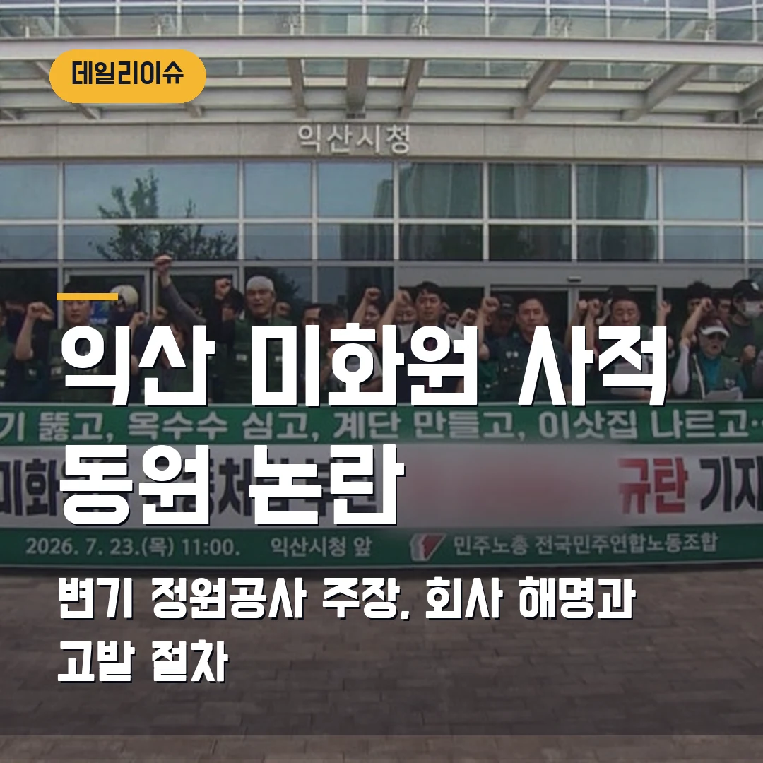 익산 환경미화원 사적 동원 논란 2026 — 변기·정원공사 주장과 고발 쟁점