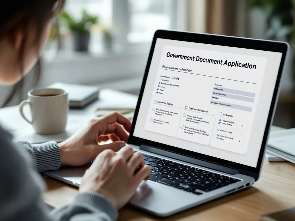 Korean government document online application laptop