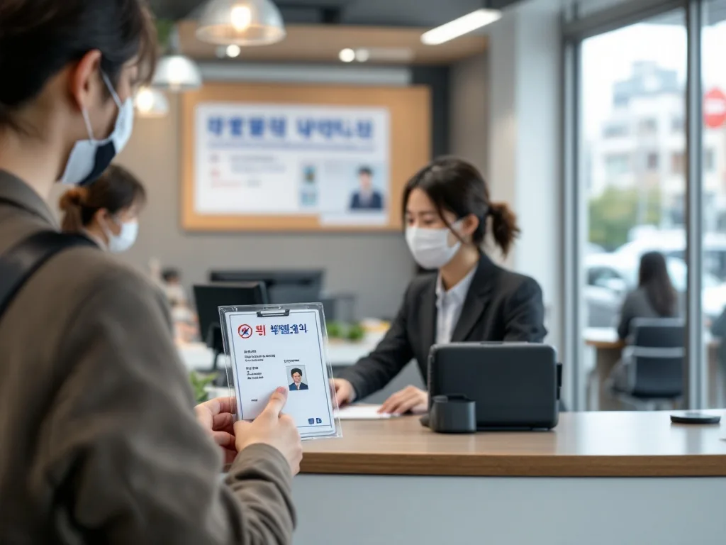 Korean local government service counter and ID pickup notice