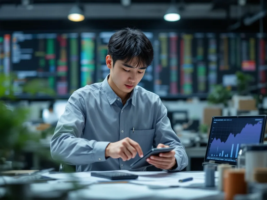 Korean stock market analyst checking battery materials company filing and calendar