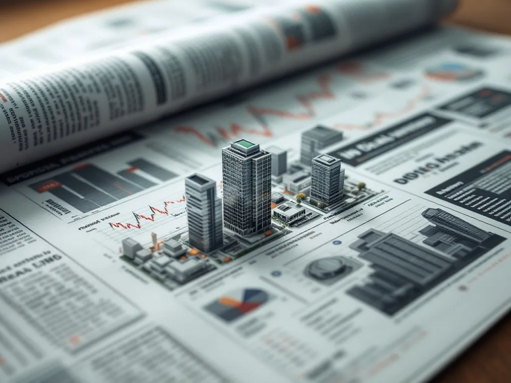 Korean stock market and real estate headlines on business newspaper spread