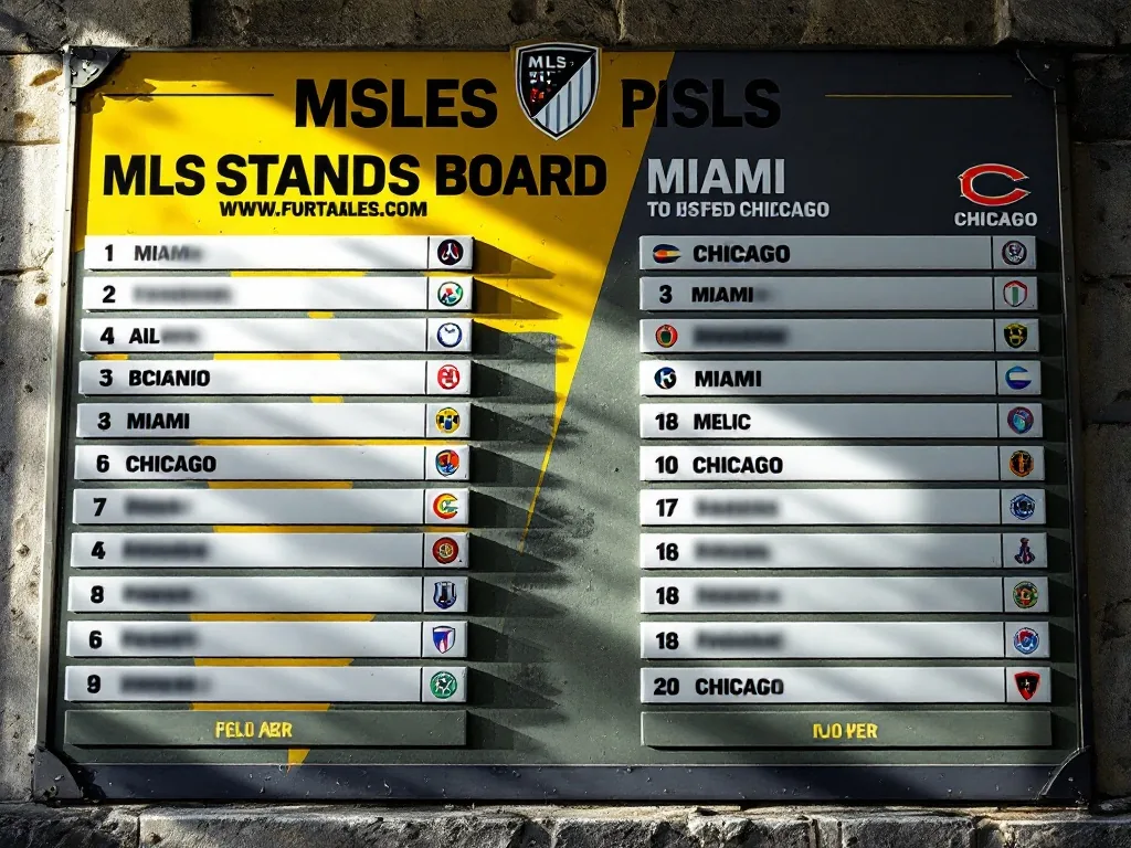 MLS standings board with Miami and Chicago teams