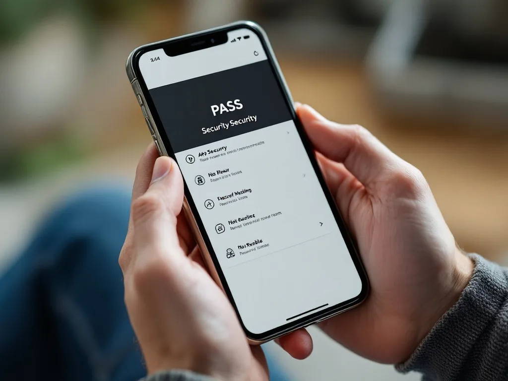 PASS app security menu on smartphone, no readable logo