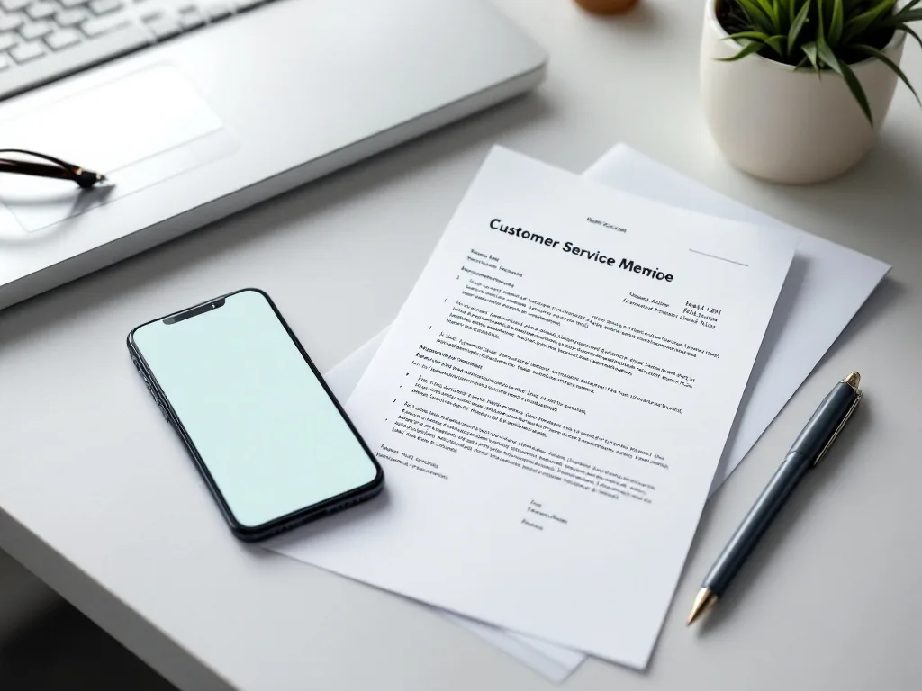 smartphone notification, paper mail notice, and customer service memo on neutral office desk, documentary style