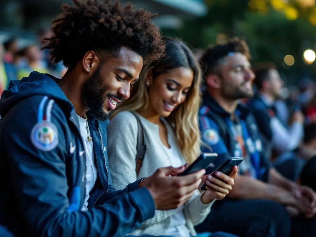 soccer fans checking Inter Miami Chicago match on phone