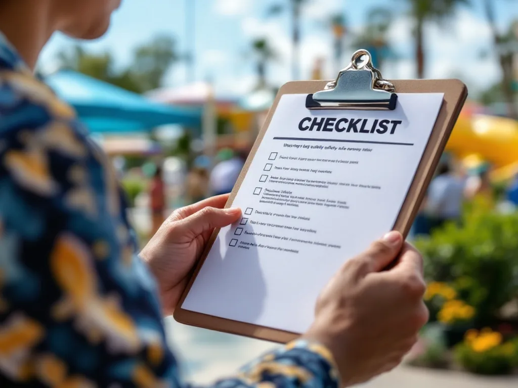waterpark safety checklist clipboard