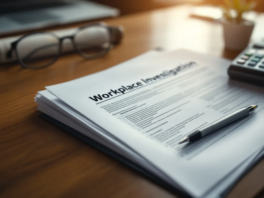workplace investigation documents on desk