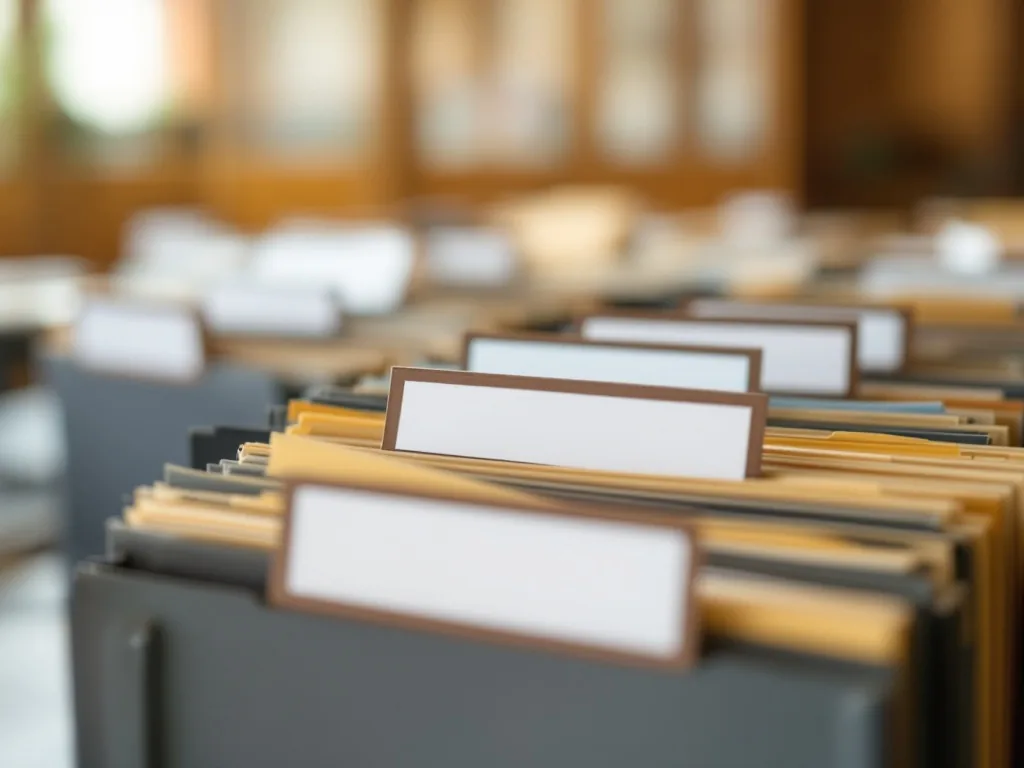 close-up of legal files labeled only with neutral blank tabs on prosecutor desk, Korean newsroom editorial photograph, no readable private information