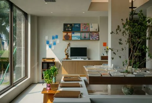 dawn Seoul apartment living room with baseball game on television and phone lineup screen, coffee on table, realistic editorial photo, no readable website text