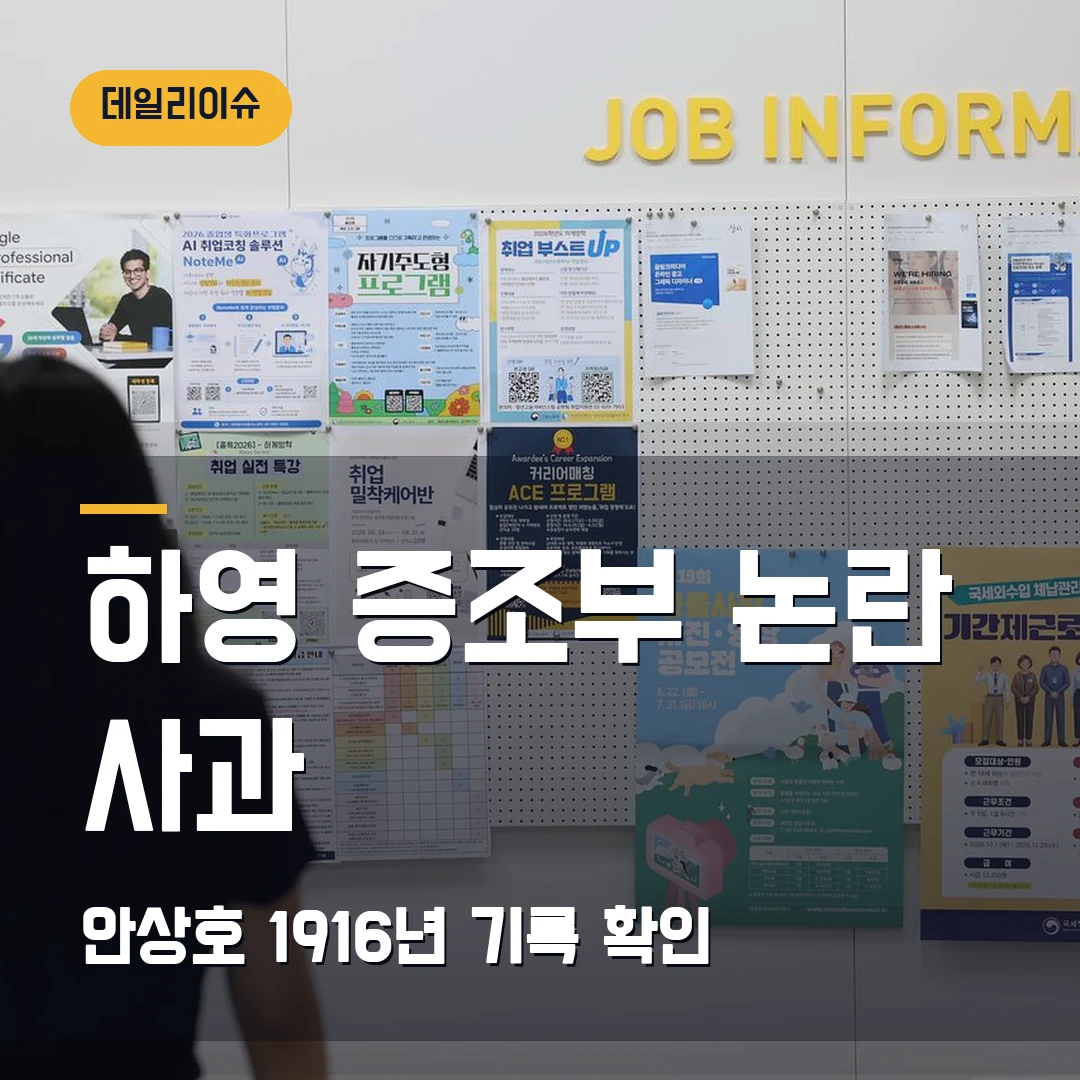 하영 증조부 안상호 친일 논란 2026 — 소속사 사과와 1916년 기록 어디까지 확인됐나