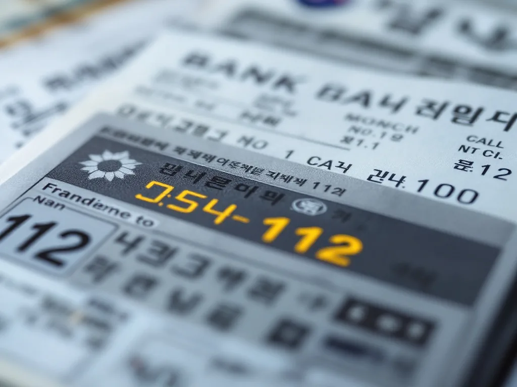 Korean police cyber fraud report notes, phone call to 112, blurred bank transfer receipt