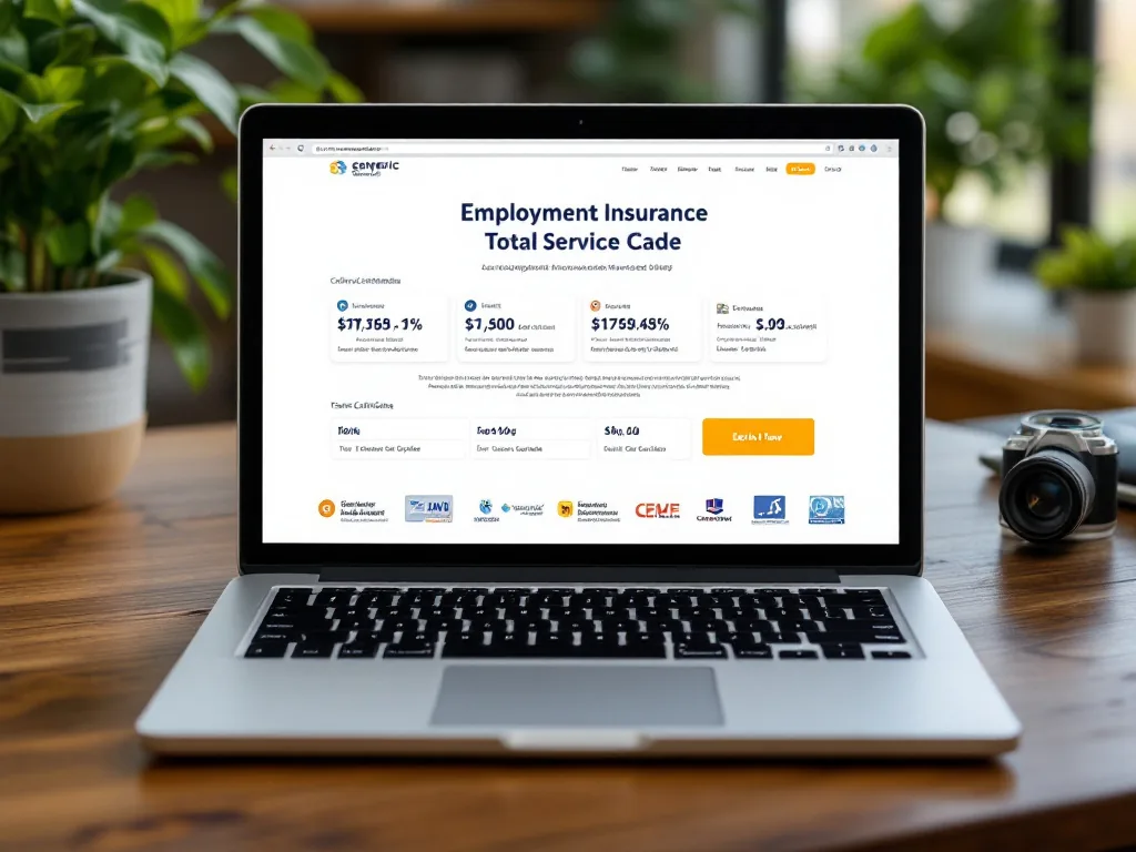 laptop with generic employment insurance total service style page, certificate print preview, no real logos or personal numbers | 고용산재보험토탈서비스에서 가입 이력을 확인하는 장면