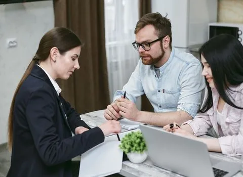 lease contract address, apartment building number and laptop search results being compared by Korean renter, realistic document checking scene | 계약서 주소와 등기부 검색 결과를 대조하는 장면