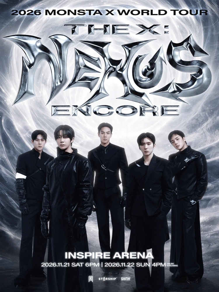 2026 MONSTA X WORLD TOUR THE X NEXUS ENCORE 공식 포스터