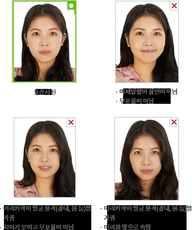 외교부 여권사진 얼굴방향과 표정 샘플