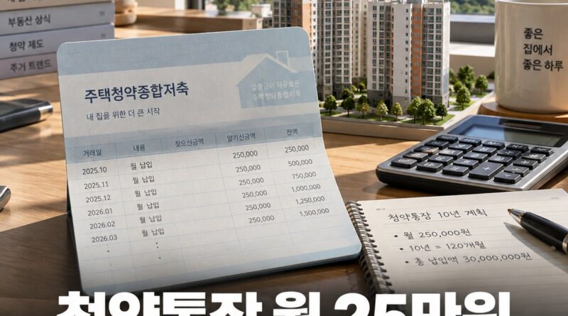 청약통장 월 납입 인정액 25만원, 10만원과 비교한 10년 계산표와 소득공제