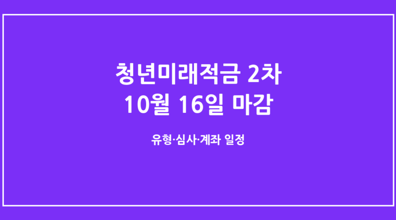 청년미래적금 2차 신청, 10월 16일까지 — 유형 선택·심사·계좌개설 일정