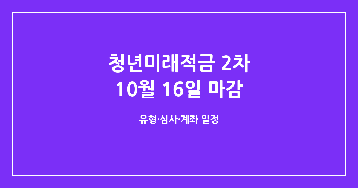 청년미래적금 2차 신청, 10월 16일까지 — 유형 선택·심사·계좌개설 일정